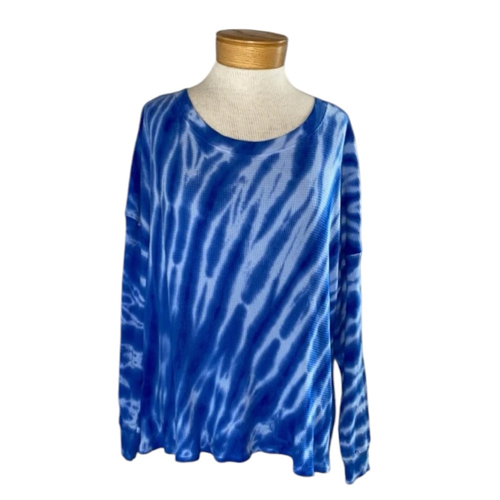NWT For the Republic Large Tie-dye Long Sleeve Waffle Knit Top